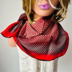 Red and Black Geometric Scarf 66/64 cm